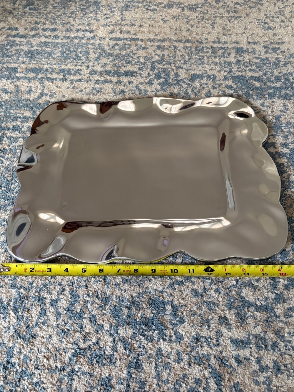 Lenox Organics Collection Silver Rectangular Ruffle Serving Tray - Picture 2 of 14